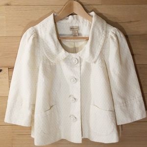 Anthro Elevenses Cropped Bolero Jacket White Sz 6